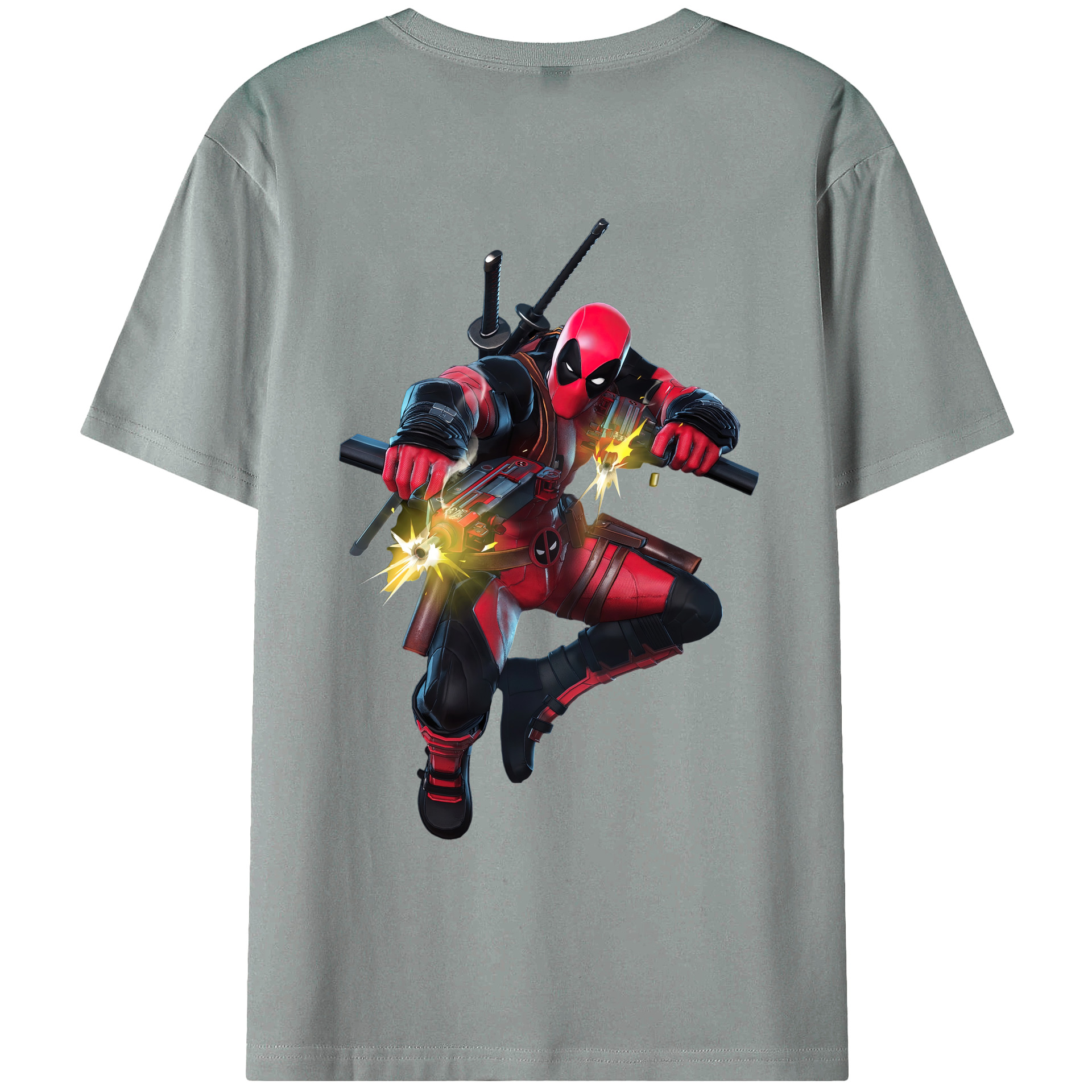 （画像用） Deadpool デッドプール 綿100％ メンズ半袖Tシャツ（バックプリント） 通気性